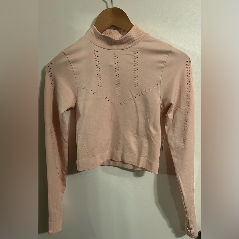 Old Navy Seamless Mock Neck Crop Top with Long Sleeves, Thumb Holes and Cut Outs